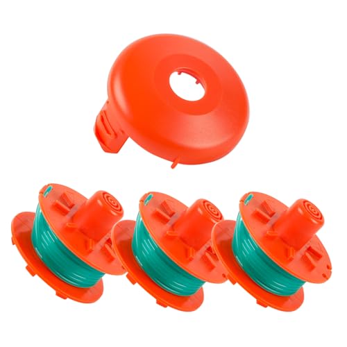 luolety Rasentrimmerspule für Gardena 5367-20, 2 mm x 4,2 m Spulenschnur, kompatibel mit Gardena Turbo Trimmer SmallCut 2402 2404 mit 05329-20 Spulenabdeckung (3 Spule + 1 Abdeckung) von luolety