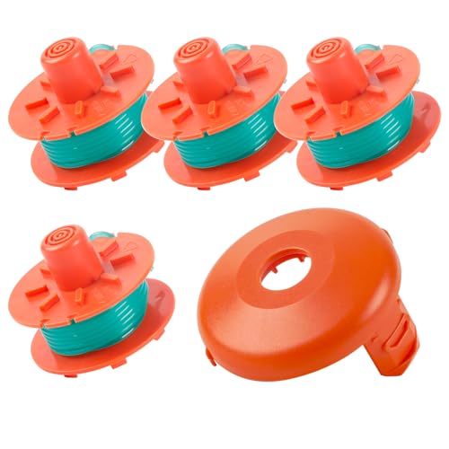 luolety Rasentrimmerspule für Gardena 5367-20, 2 mm x 4,2 m Spulenschnur, kompatibel mit Gardena Turbo Trimmer SmallCut 2402 2404 mit 05329-20 Spulenabdeckung (4 Spule + 1 Abdeckung) von luolety