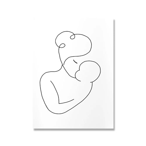 Abstrakte leinwand malerei mutter stillung plakat neugeborener mutter baby linie kunst poster künstlerisch wandkunst bild zimmer dekor (Color : A, Size : 21x30cm No Frame) von luose