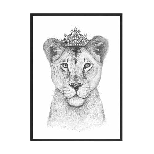 Der Löwenkönig und Löwin Königin Wandkunst Poster drucken schwarz weiß leinwand malerei moderne bilder für wohnzimmer dekor (Color : B, Size : 60x80cm No Frame) von luose