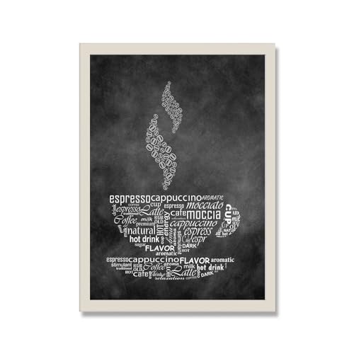 Küche Wandkunst Set Kaffee und Tee Retro Poster Schwarz -Weiß -Druck -Leinwand Malerei Bilddrucke Restaurant Home Dekoration(A,50x70cm No Frame) von luose