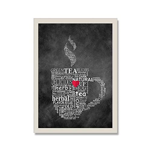 Küche Wandkunst Set Kaffee und Tee Retro Poster Schwarz -Weiß -Druck -Leinwand Malerei Bilddrucke Restaurant Home Dekoration(B,50x70cm No Frame) von luose