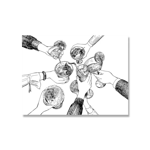 Leinwand Malerei Minimalist Barwagen Poster Abstrakter Weindruck Schwarz Weiß Moderne Wandkunst Bild Wohnzimmer Wohnkultur(A,60x90cm No Frame) von luose