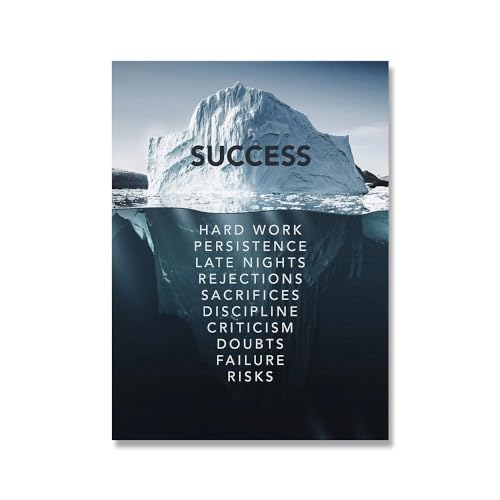 Leinwand Malerei Spitze des Eisbergs Erfolg Poster und Drucke Wandkunst Motivationsphree Bild Büro Dekoration(Size:30x40cm No Frame) von luose