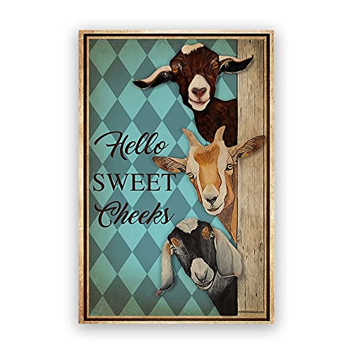 Lustiges Tier Badezimmer WC Wallkunst Poster und Drucke Pferd Ziege Vintage Wand Leinwand Gemälde Bilder Badezimmer Wohnkultur(B,30X40cm No Frame) von luose