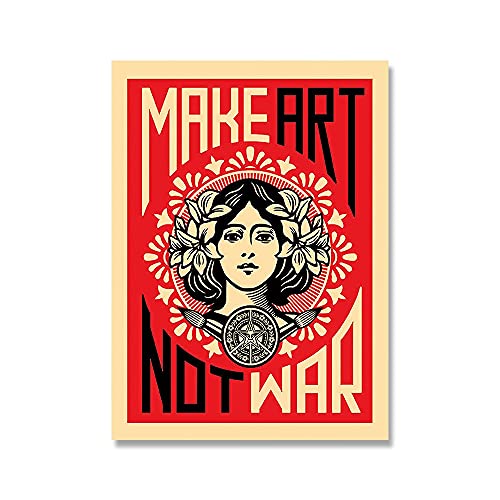Machen Sie Kunst nicht Krieg Zitat Pop Art Vintage Poster Drucken Ölgemälde auf Leinwand Wandkunst Wandbilder Bilder Für Wohnzimmer Dekoration(A,60x90cm No Frame) von luose
