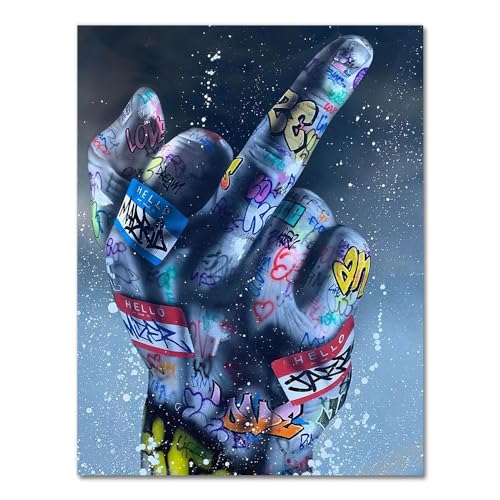 Mittelfingergeste Street Art Poster und Drucke Graffiti Art Gemälde an der Wand Kunst Leinwandbilder Home Wanddekoration (Color : A, Size : 60x90cm No Frame) von luose