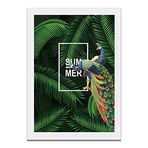 Sommer Pfau Grün Pflanzen Blätter Poster Leinwand Druck Malerei Wandkunst Wohnzimmer Dekoration (Color : 1, Size : 21X30cm No Frame) von luose