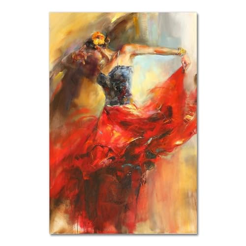 Spanische Flamenco Schönheitstänzer Kunst Öl Leinwand Malerei Vintage Figur Poster und Drucke Wandkunst Bild Moderne Wohnkultur(Size:50x75cm No Frame) von luose