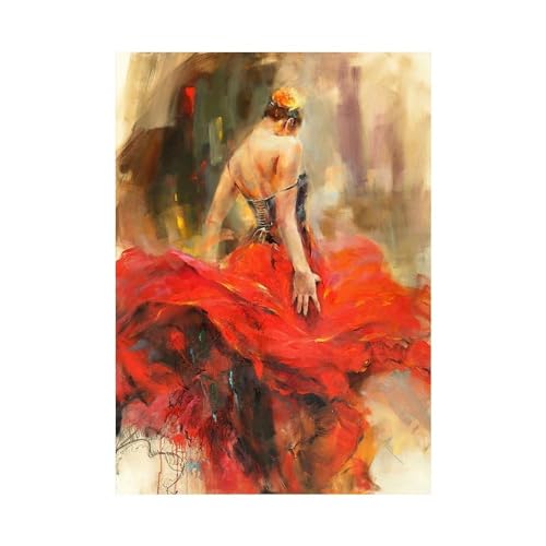 Spanische Schönheit Poster Drucke Flamenco Tänzerin Abstrakte Leinwand Ölgemälde Tanzen Mädchen Moderne Wandkunst Bild for Wohnkultur(Color:B,Size:20X30cm no frame) von luose