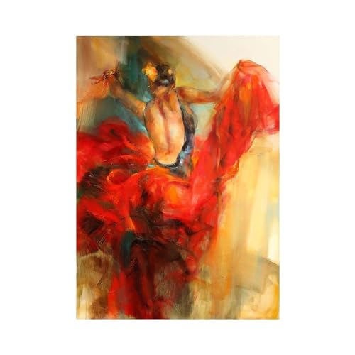 Spanische Schönheit Poster Drucke Flamenco Tänzerin Abstrakte Leinwand Ölgemälde Tanzen Mädchen Moderne Wandkunst Bild for Wohnkultur(Color:C,Size:20X30cm no frame) von luose