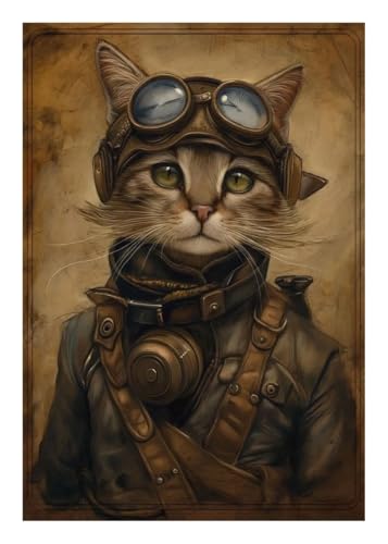 Steampunk Tiere Gepard Panda Kaninchen Tiger Katze Leinwand Malerei Nordic Poster Druck Wand Kunst for Wohnzimmer Wohnkultur(B,50x70cm Unframed) von luose
