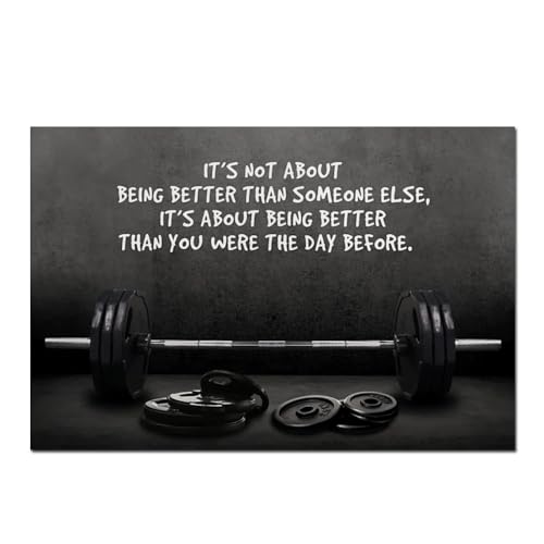 Turnstoff Raum Sport Poster und Drucke Modernes Barbell Bild auf Leinwand Wandkunst Dekorative Malerei Motivation Zitat Fitness Liebhaber(60x90cm no frame) von luose