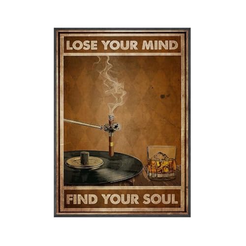 Verlieren Sie Ihren Verstand Finden Sie Ihre Seele Poster Whisky Musik Vintage Geschenk Poster und Drucke Wandbild for Wohnzimmer Wohnkultur (Color : S, Size : 60X90CM No Frame) von luose