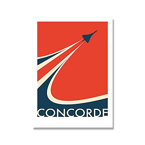 Vintage Concorde Airplane Poster und Drucke Fliegen der Flagge Leinwand Malerei Moderne Wandbilder für Wohnzimmer Wohnkultur(Color:C,Size:50x70cm no frame) von luose