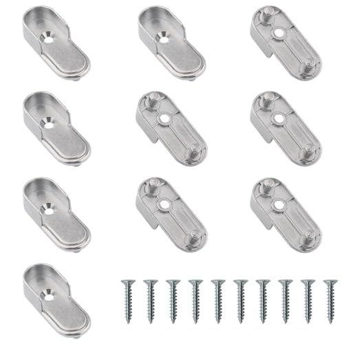 10 Stücke Kleiderstangenhalter Kleiderstangenhalter Mit Schrauben Metall Oval Kleiderstangenhalter 16mm Kleiderstangenhalter für Schrankrohraufhänger Kleidung Rutenhalter (Durchmesser 16mm) von lurora2021