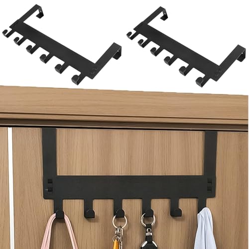2 Stück Tür Garderobe Türhaken Zum Einhängen Hakenleiste Tür Kleiderhaken Tür Jackenhalter Tür Stabile Türhakenleiste Türgarderobe Mit 6 Haken Platzsparende Türhakenleiste für Gesamte Wohnung, Schwarz von lurora2021