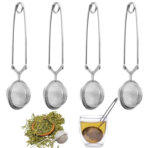 4x Teesieb Aus Rostfreiem Edelstahl Tee-Ei In Kugelform Tea Infuser Runden Teekugel Edelstahl Tee Ei Sieb Teesieb für Losen Tee, Gewürze Und Kräuter, Silber, Ø 4.5cm von lurora2021