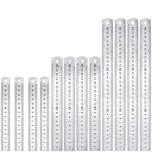 Edelstahl Lineal Metall Lineal Stahllineal Kante Messwerkzeug Edelstahl-lineale Präzisions Edelstahl-lineal Set Metall Lineal für Engineering, Lehre Und Büro Zeichnungen, 15cm/20cm/30cm(12 Stücke） von lurora2021