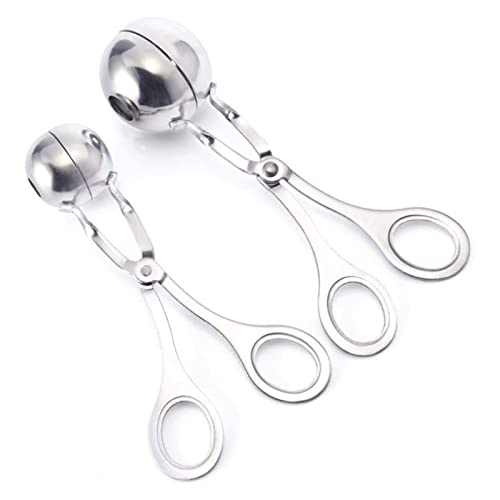 Fleisch Baller Löffel Edelstahl Fleisch Baller Zange Cookie Teig Scoop Küche Eisportionierer Fleisch-Baller Antihaft-Frikadellen Making Tool und Elliptischen Leckage Loch Frikadelle Making Tool 2*PCS von lurora2021