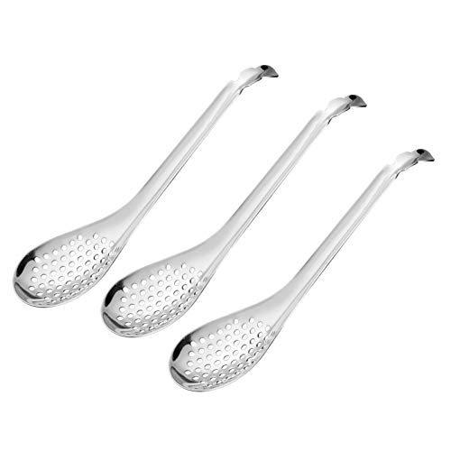 Kaviarlöffel Sieb Löffel Abseihlöffel Multifunktionslöffel Molekularer Löffel 56 Löcher Langlebiger Caviar Spoons Handarbeit Sieblöffel für Küchenkochwerkzeug Edelstahl Verdicktes Kochgeschirr 3*PCS von lurora2021