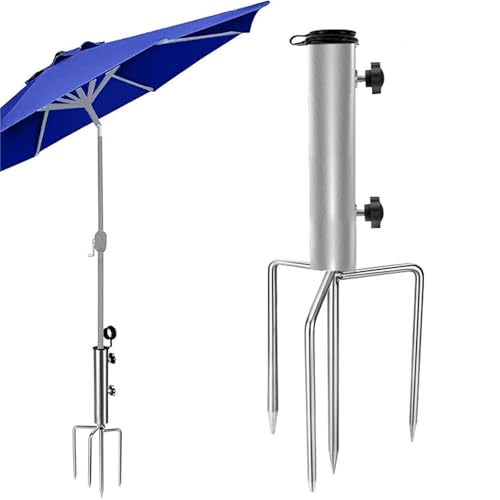 Sonnenschirmständer Mit Rasendorn Erdspieß Sonnenschirm Schirmständer Strand Abnehmbarer Sonnenschirmhalter Erdspieß Sonnenschirm Mit 4 Heringen für Fahne/Außenpark, für Angeln, Strand, Rasen von lurora2021