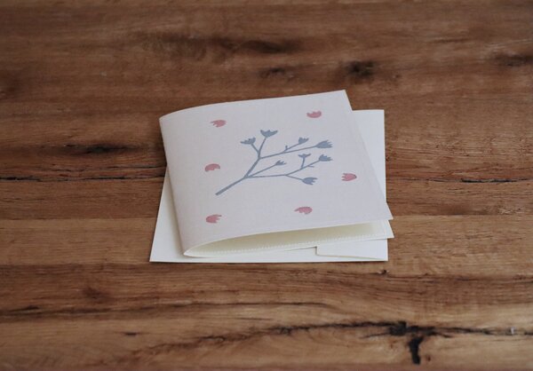 luscinia Handbedruckte Stoff-Grußkarte "Blütezeit" mit Briefumschlag von luscinia