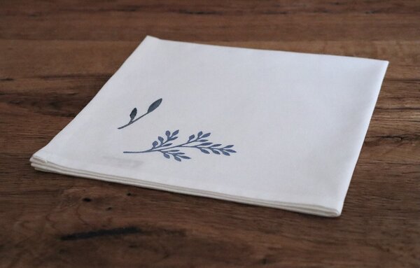 luscinia Stoffserviette und Stofftasche "Blaue Wildblumen" handbedruckt von luscinia