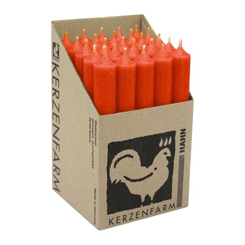 luterna Stabkerzen aus Paraffin, 180/22 mm, Neon-Orange, KERZENFARM HAHN, Brenndauer ca. 8h, 25 Stück pro Verpackung von luterna