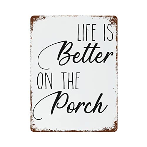 Blechschild "Life is Better On The Veranda", Vintage-Bardekoration, 40,6 x 30,5 cm von lutieger