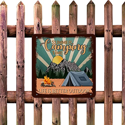 lutieger Lustiges Metallschild mit Aufschrift "Summer Camping Time", Sprüche, Metall-Blechschilder, originelles Design, für drinnen und draußen, UV-geschützt, fertig zum Aufhängen, Rost-Stil lutieger Lustiges Metallschild mit Aufschrift "Summer Camping Time", Sprüche, Metall-Blechschilder, originelles Design, für drinnen und draußen, UV-geschützt, fertig zum Aufhängen, Rost-Stil von lutieger