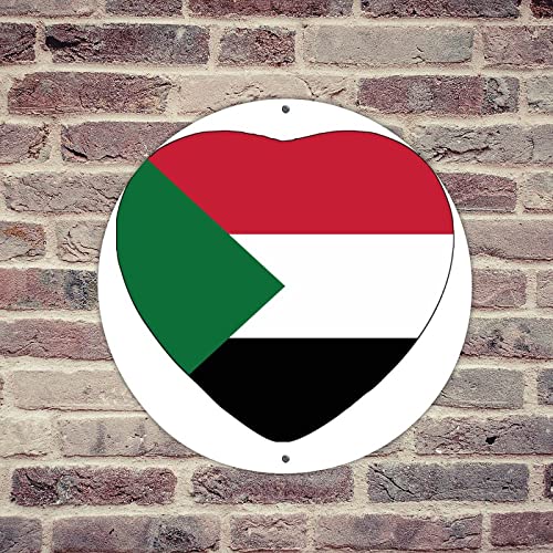 lutieger Retro Metall-Blechschild Sudan Wandposter Blechschilder Staatskarte Flagge Veranda Hütte Wohnzimmer Männerhöhle Dekor Staatskarte Segler Segeln Schild Geschenk 30,5 x 30,5 cm rund von lutieger