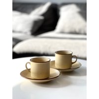Schweizer Vintage Beige Kaffeetassen-Set Von Rössler, Kaffeetassen-Set, Muttertagsgeschenk, Kaffee-Liebhaber-Geschenk, Tee-Liebhabergeschenk von luvieduvievintage