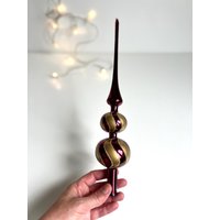 Vintage Gold Glitter Swirl Glas Weihnachtsbaumspitze, 33 cm von luvieduvievintage