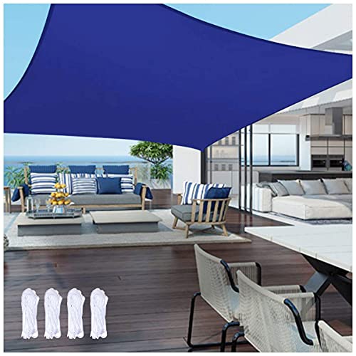 luvyimo 2 m 3 m 4 m 5 m 6 m Sonnensegel, rechteckig, Sonnenschutz, Netz, Sonnenschutz, wasserdicht, UV-beständig, 95% Schattierungsrate, blau, mit 4 Seilen für Pavillon, Terrass(Size:3x3m) von luvyimo