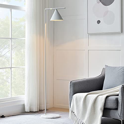 Stehlampe Leicester Stehleuchte für Wohnzimmer Schlafzimmer Hausleuchte Metall Marmor Weiß von lux.pro