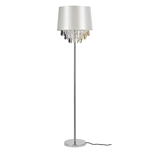 lux.pro Stehleuchte 1 x E27 Stehlampe 165 cm Silber Weiß Kristallbehang Lampe Wohnzimmerlampe Leuchte Standleuchte von lux.pro