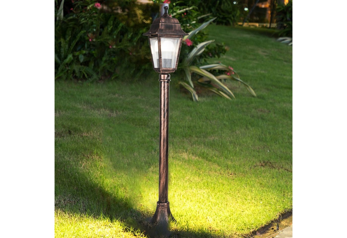 lux.pro Außen-Stehlampe, ohne Leuchtmittel, »Keighley« Außenlampe Gartenlaterne 1 x E27 Gebürstetes Kupferfarben von lux.pro