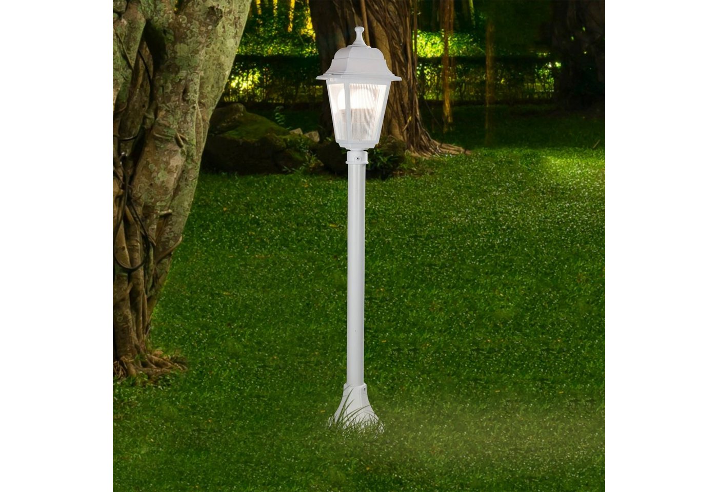 lux.pro Außen-Stehlampe, ohne Leuchtmittel, »Keighley« Außenlampe Gartenlaterne 1 x E27 Weiß von lux.pro