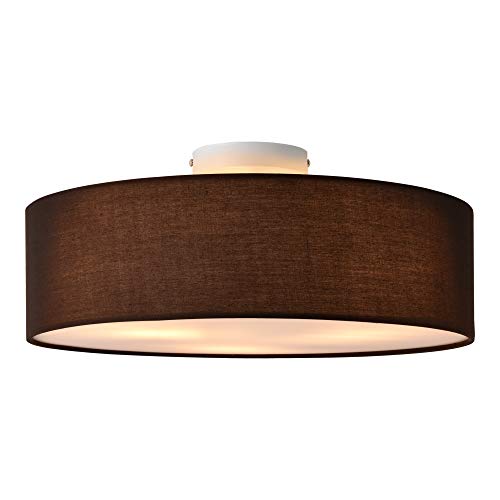 lux.pro Deckenleuchte Omaha 3 x E27 Deckenlampe 3-Flammig Durchmesser 45 cm Kunststoff Textiloptik Organza Braun/Weiß von lux.pro
