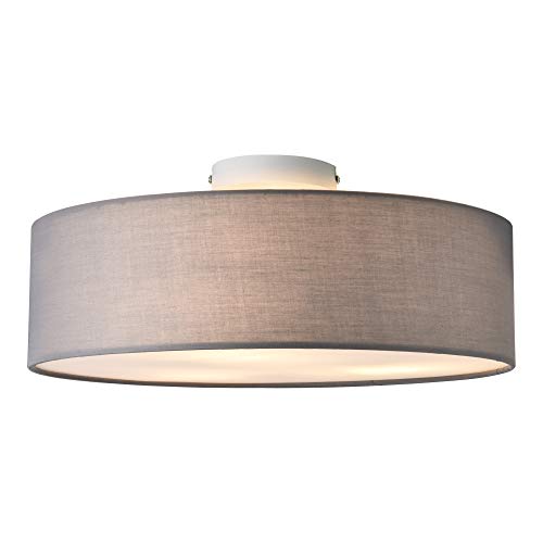 lux.pro Deckenleuchte Omaha 3 x E27 Deckenlampe 3-Flammig Durchmesser 45 cm Kunststoff Textiloptik Organza Grau/Weiß von lux.pro