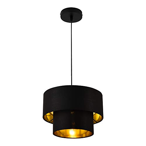 lux.pro Hängeleuchte Lopar E27 Deckenleuchte Hängelampe 30 cm Metall Stoff Schwarz-Gold von lux.pro