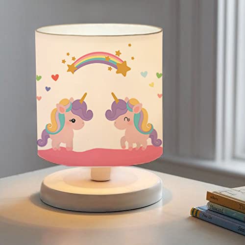 lux.pro Kinder Nachttischlampe Maidstone Schreibtischlampe Einhorn Lampe Kinderlampe 1 x E14 Tischlampe Kinderleuchte Weiß von lux.pro