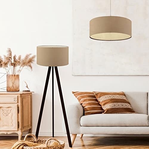 lux.pro Leuchtenset Scunthorpe Stehleuchte mit Pendelleuchte im Set 1 x E27 Standlampe Hängeleuchte 2 tlg. Deckenlampe für Wohnzimmer Schafzimmer ohne Leuchtmittel Beige von lux.pro