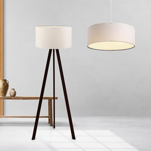 lux.pro Leuchtenset Scunthorpe Stehleuchte mit Pendelleuchte im Set 1 x E27 Standlampe Hängeleuchte 2 tlg. Deckenlampe für Wohnzimmer Schafzimmer ohne Leuchtmittel Cremeweiß von lux.pro
