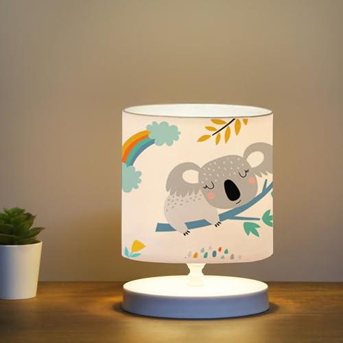 lux.pro Nachttischlampe für Kinderzimmer – Höhe 22 cm – Tischlampe mit zylindrischem Lampenschirm aus Stoff für Kinder – Koala von lux.pro