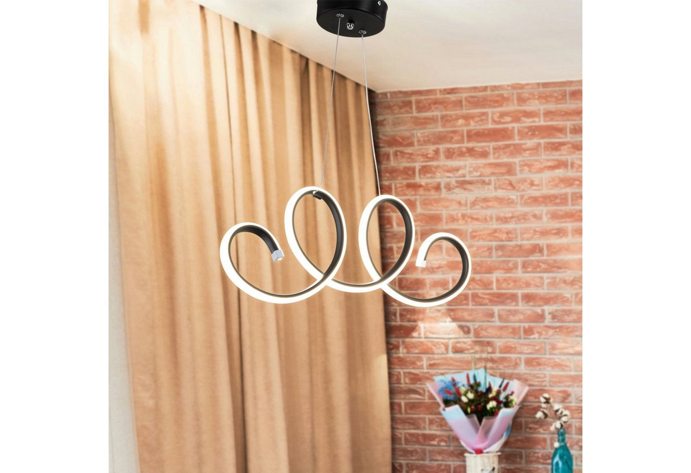 lux.pro Pendelleuchte, LED fest integriert, »Durham« LED Pendelleuchte Hängelampe Wohnzimmerlampe Weiß/Schwarz von lux.pro