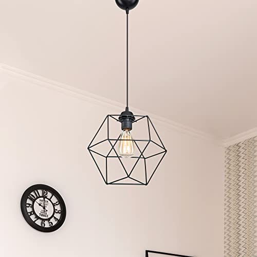 lux.pro Pendelleuchte Bebington Hängelampe Vintage Deckenlampe Schwarz 1 x E27 Küchenlampe hängend von lux.pro