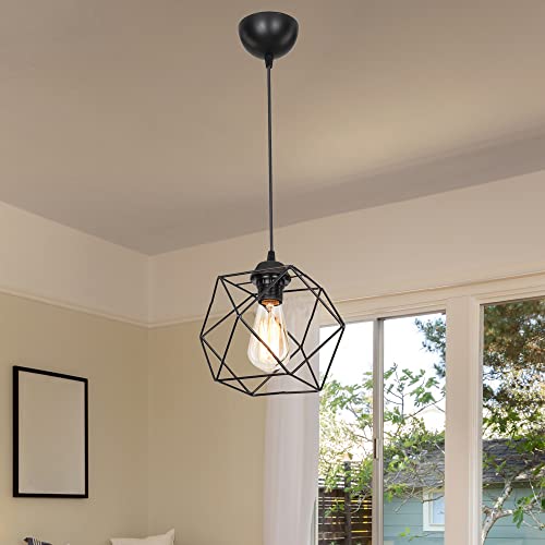 lux.pro Pendelleuchte Brentwood 1 x E27 Deckenlampe industrial Wohnzimmerlampe hängend Hängelampe Vintage Schwarz von lux.pro