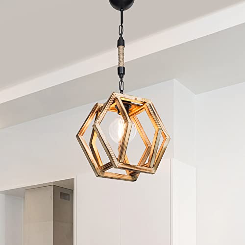 lux.pro Pendelleuchte Cheltenham 1 x E27 Holz Deckenlampe Vintage Wohnzimmerlampe hängend Hängelampe industrial von lux.pro